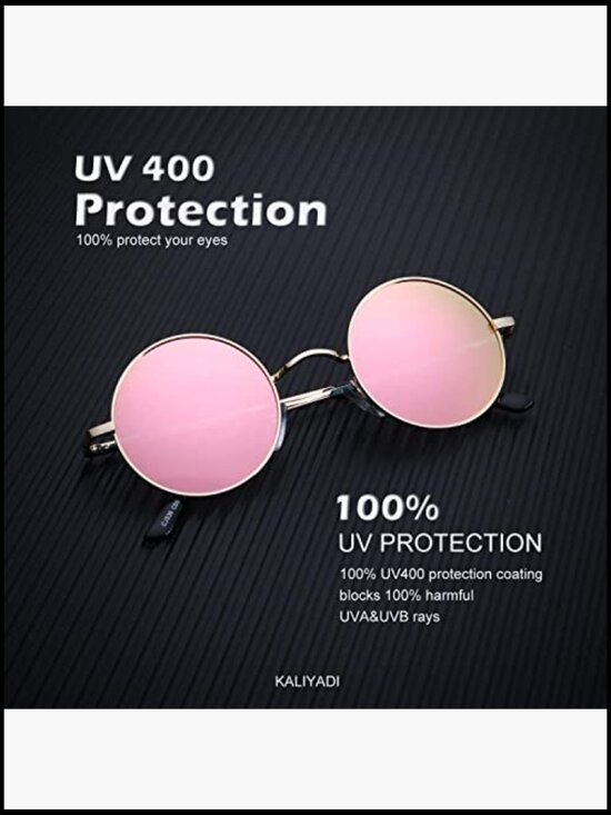 Retro Round Polarized Sunglasses with UV Protection Metal Frame Unisex